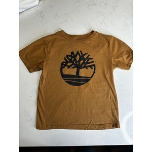 Timberland T-Shirt Boy Sz M 10-12 Wheat Cotton Kennebec River Tree Logo Crewneck